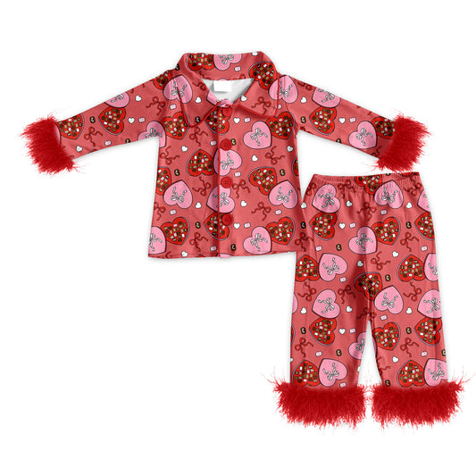 25.11.25 custom each style moq 5 eta 6-8week Sibling Sisters love bow plush baby girl clothes long sleeve pants sets