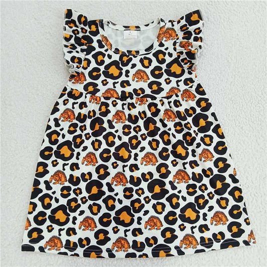 Orange monster orange and black spotted flying sleeve dress 橙色怪兽橙黑斑点飞袖裙