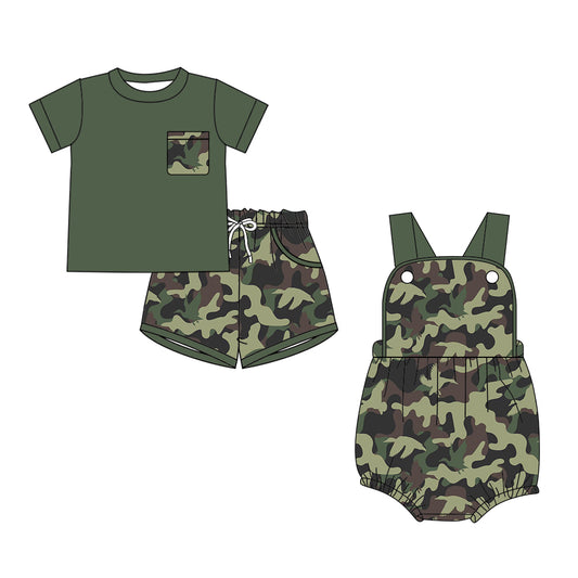 26.1.6 custom each style moq 5 eta 6-8week Sibling Sister camouflage baby boy short sleeve shorts sets and romper match design