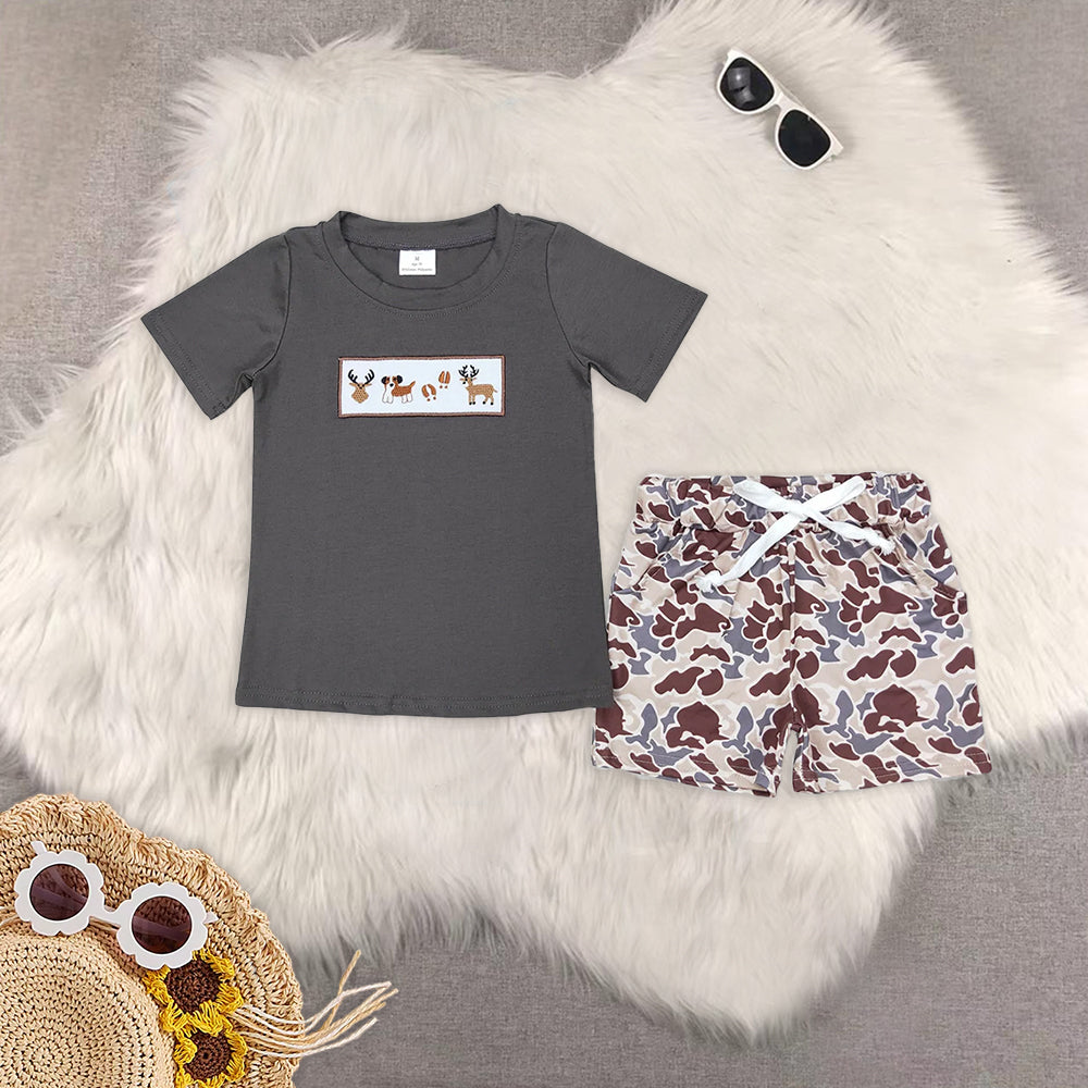 RTS NO MOQ Embroidery short-sleeved shorts suit & short-sleeved sets and romper