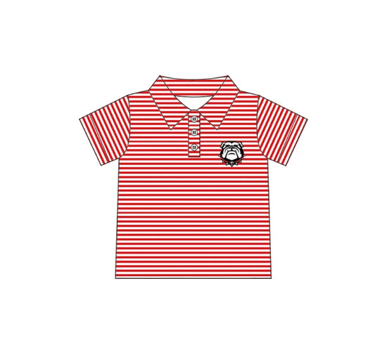 Deadline September 20  custom no moq  eta 6-8weeks  Pug pattern red striped button-down short sleeves