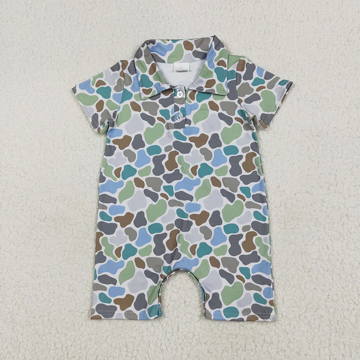 RTS NO MOQ Baby boy clothes camouflage Shorts Sleeve Romper Mixed Sizes