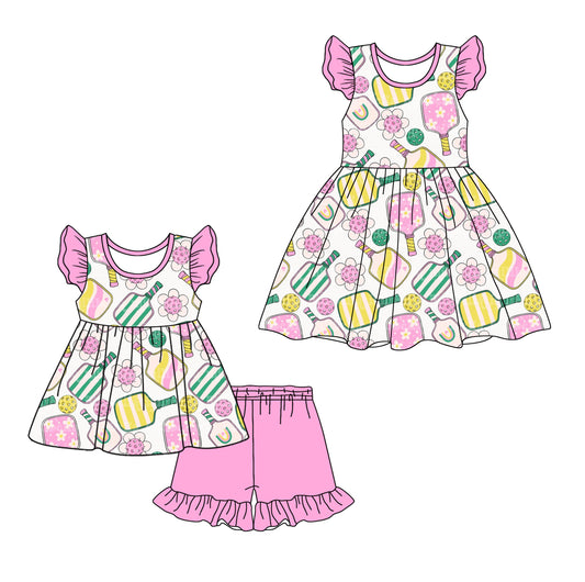 1.9 custom each style moq 5eta 4-6week Sibling Sister baby girl short sleeve shorts sets and dresses match design