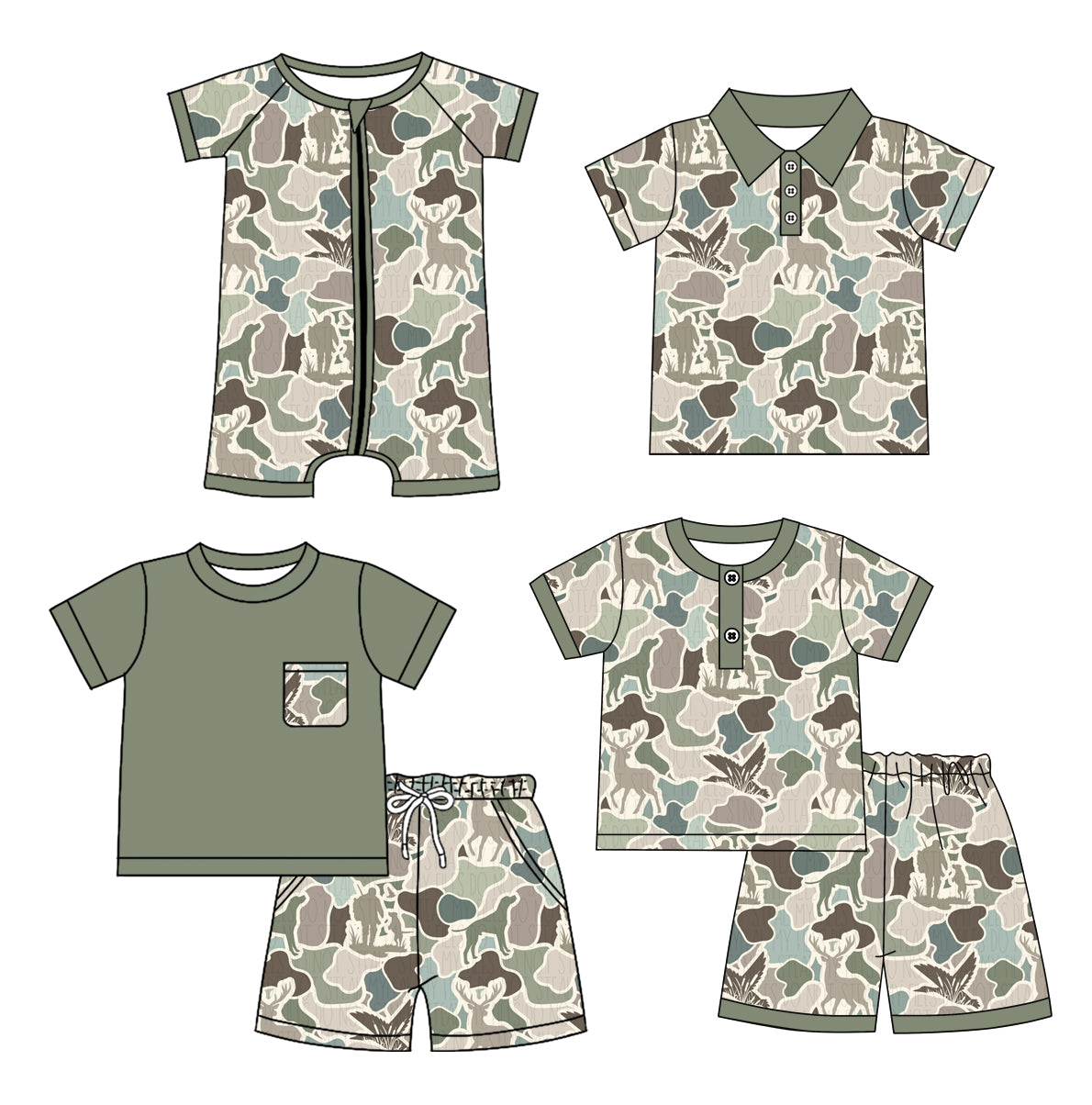 1.8 custom each style moq 5eta 4-6week Sibling Sister camouflage baby girl sets 1 and sets 2 and boy rompers and top match family design