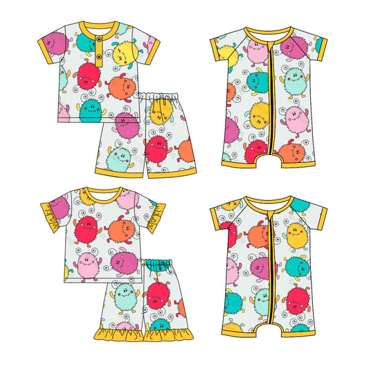 1.24 custom each style moq 5eta 4-6week Sibling Sister baby girl short sleeve shorts sets and sets 2 and boy romper and girl romper match design