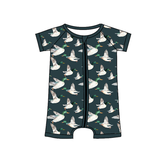 4.26 custom moq 5 eta 4-5weeks summer ducks prints green baby romper