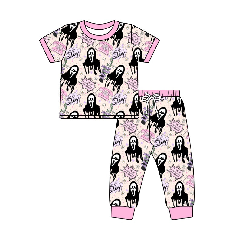 5.3custom each style moq 5eta 4-5week Sibling Sister grimace mask avatar prints girls jumpsuits and boy set and baby romper match family design