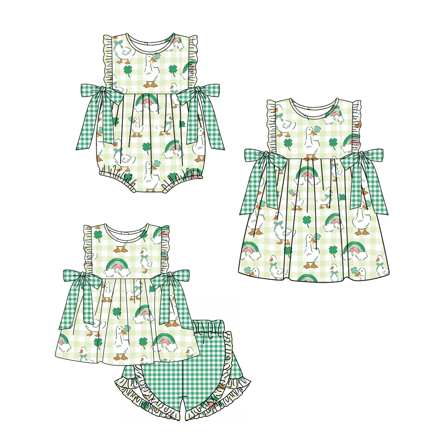 11.14 custom each style moq 5eta 4-6week Sibling Sister rainbow baby girl short sleeve shorts sets and dress and rompers match family design