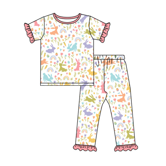 9.27 custom each style moq 5eta 4-6week Sibling Sister rabbit baby girl sets and dress and rompers match family design