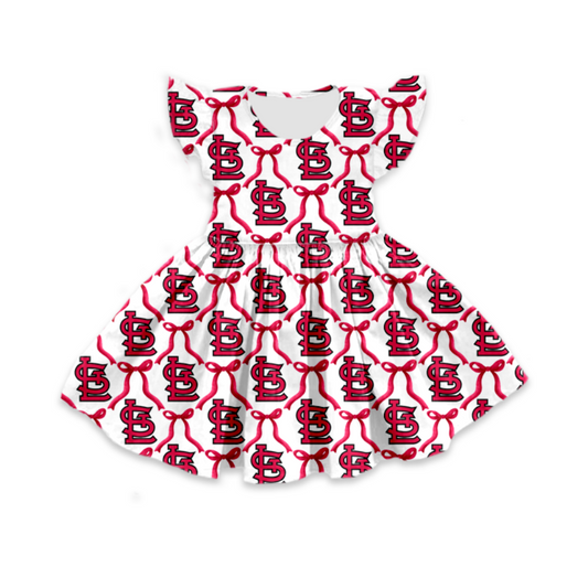 custom moq 3 eta 6-7weeks baby girls clothes bow red flying Sleeves Dress