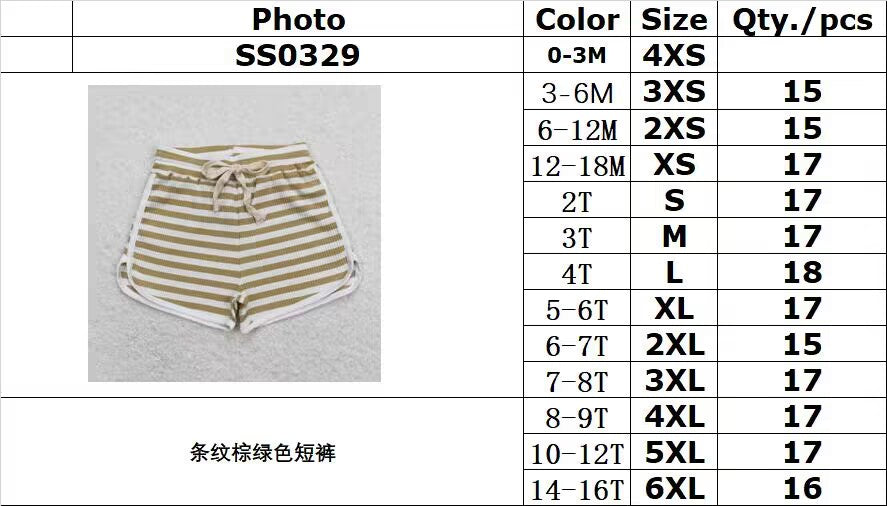 SS0329 Striped brown and green shorts