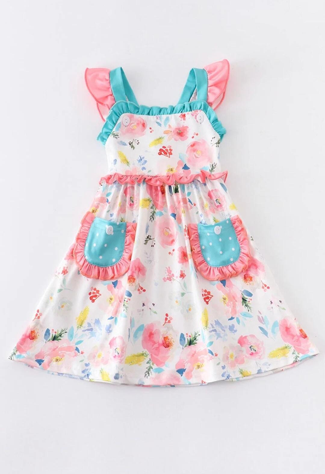 toddler clothes floral flying sleeve baby girl summer dress