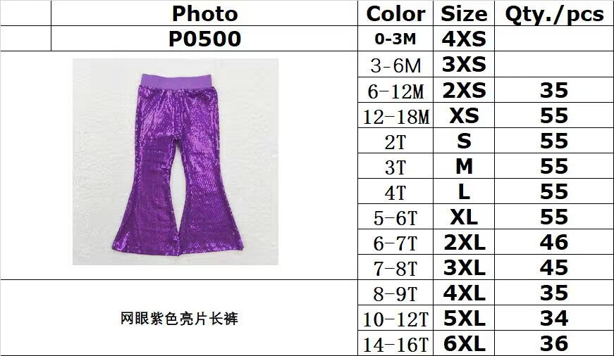 rts no moq P0500 Mesh purple sequined trousers