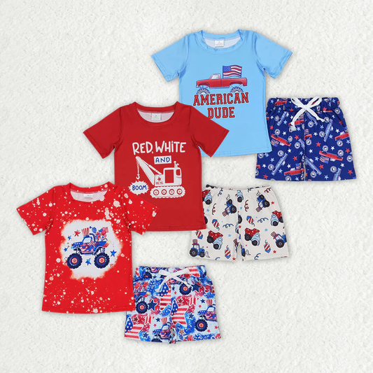 RTS NO MOQ Baby Girls and Boys Summer Short Sleeve Shorts Sets