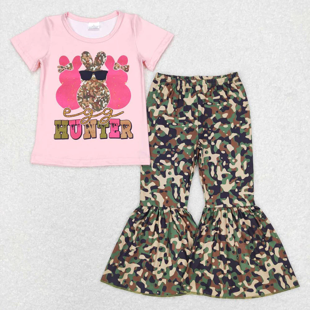 Baby Girls Boys Easter Rabbit Hunter Shirts Tops Camo Pants Sibling Clothes Sets