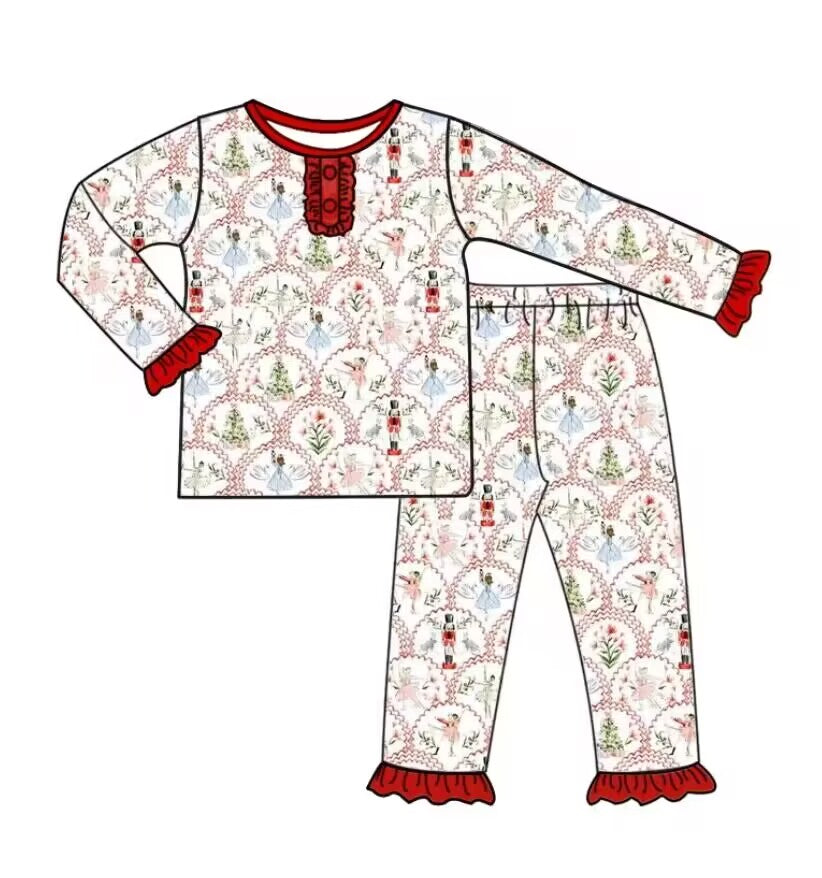 custom moq 5 eta 5-6weeks baby girls clothes Christmas long sleeve pants Set