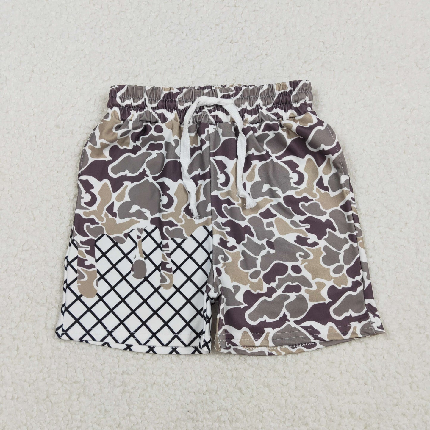 RTS NO MOQ（In Stock) Brown-green camouflage waffle shorts