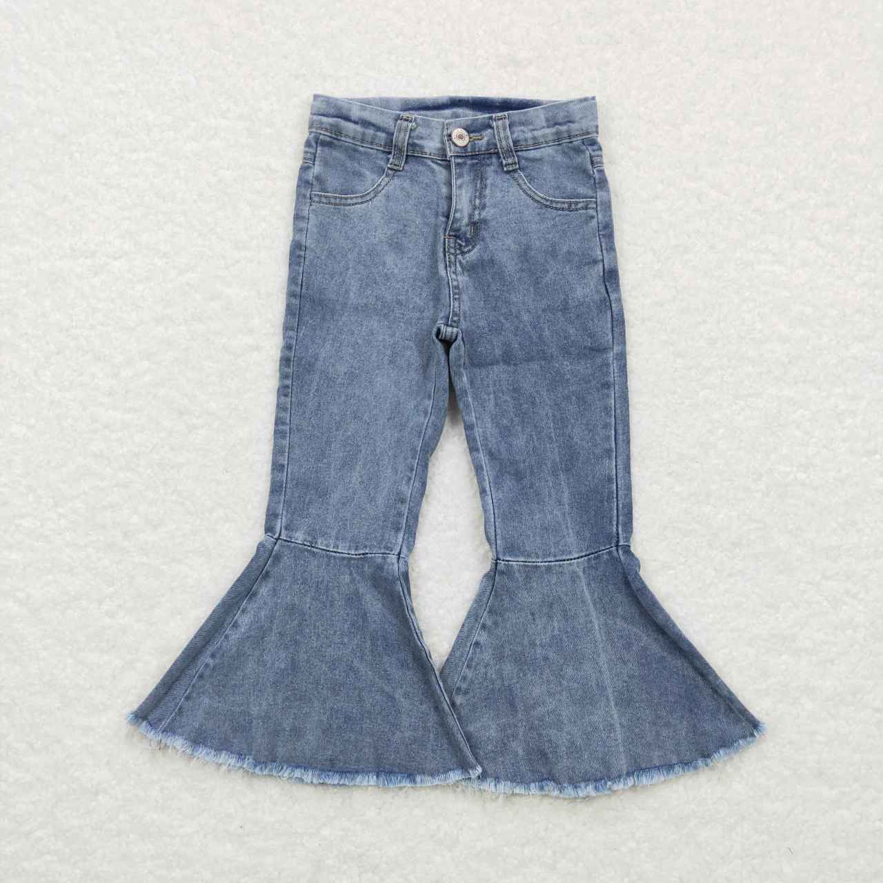 P0325 Light color bell bottom denim trousers