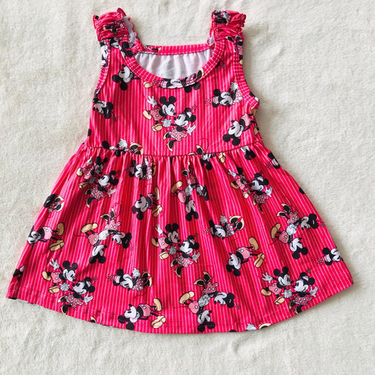 Mickey rose red shoulder strap dress 米奇玫红肩带裙