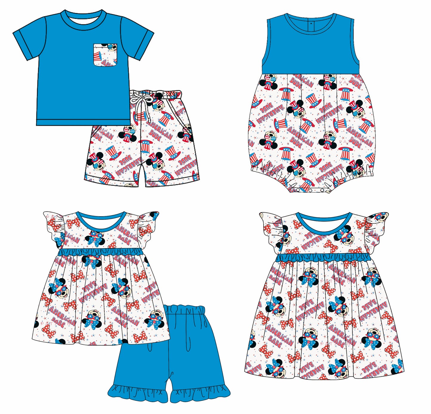 1.3 custom each style moq 5eta 4-6week Sibling Sister mickey baby girl short sleeve shorts sets and sets 2 and boy romper and dress match design