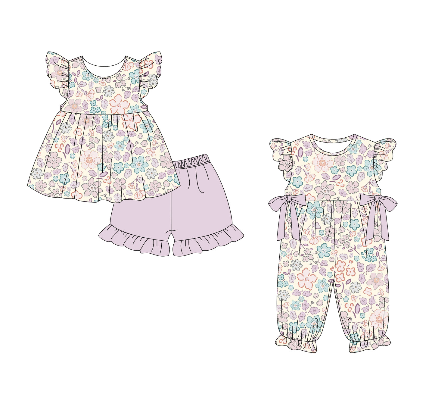 1.15 custom each style moq 5eta 4-6week Sibling Sister floral baby girl sets and boy romper match family design