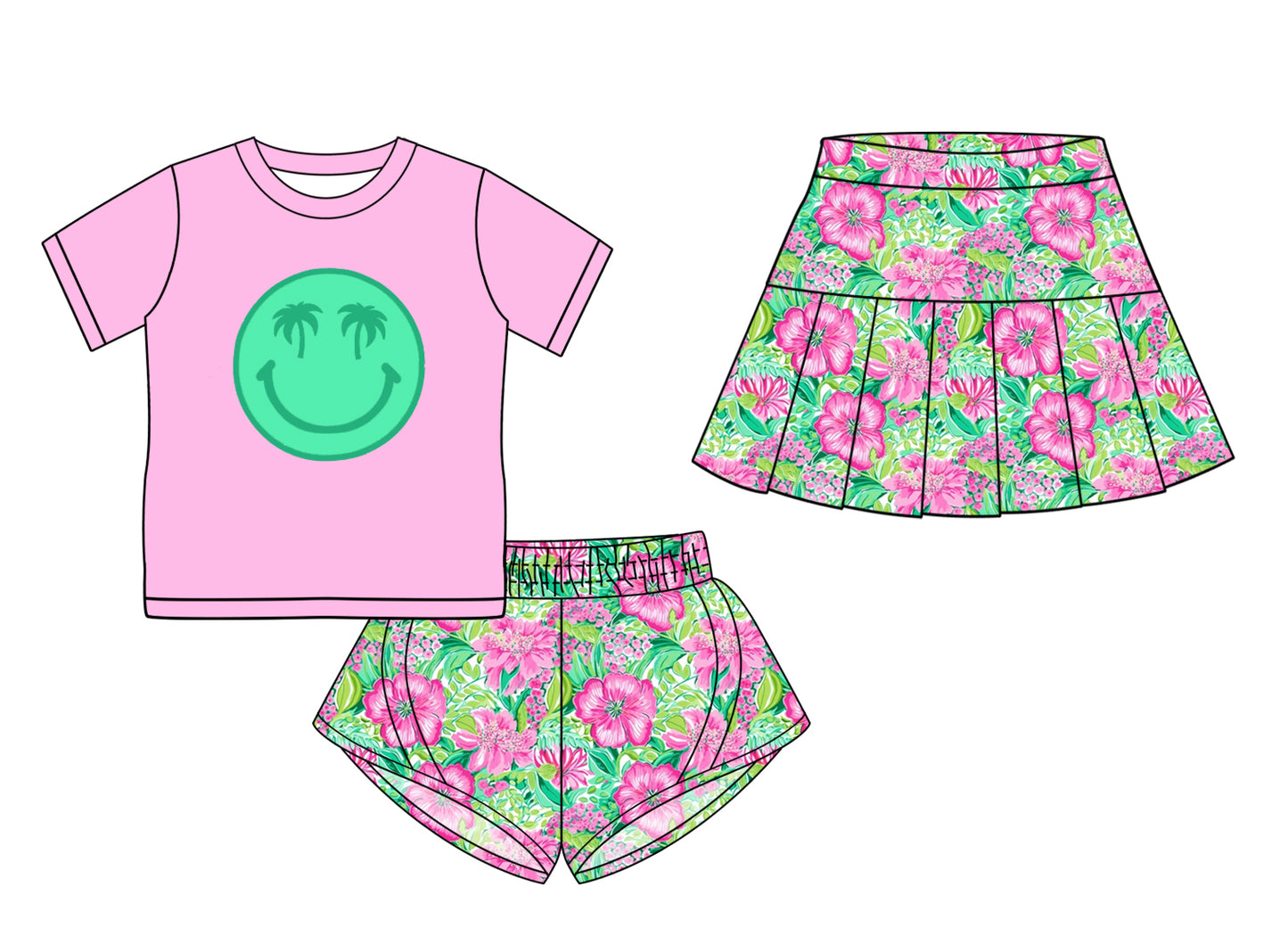 3.7 custom each style moq 5eta 4-6week Sibling Sister baby girl short sleeve shorts sets and skirts match design