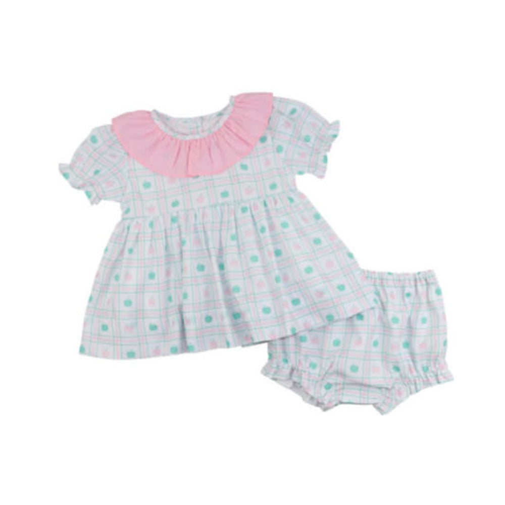 5.10custom each style moq 5eta 4-5week Sibling Sister Green pink polka dot print girls and boys outfits and dresses and baby rompers match family design