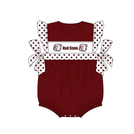 custom moq 5 eta 6-7weeks Summer baby girls clothes brick red flying sleeve romper