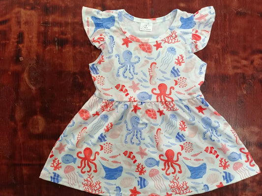 custom moq 5 eta 5weeks summer girls crab flying sleeve skirt dress