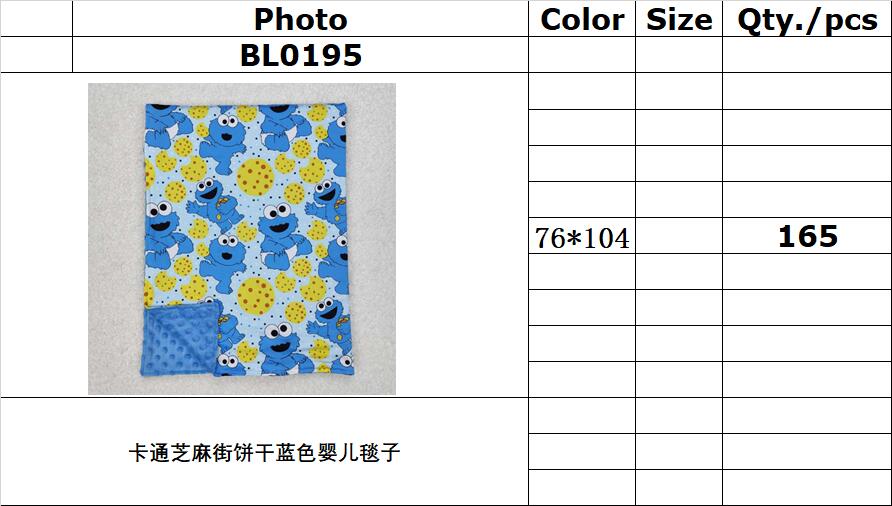 RTSNO MOQ ETA 5-7DAYS ARRIVED BL0195 Cartoon Sesame Street Cookie Blue Baby Blanket