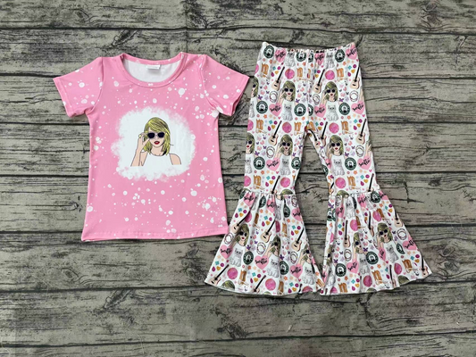 Pre-order baby girl clothes taylor pink short sleeve pants summer outfit