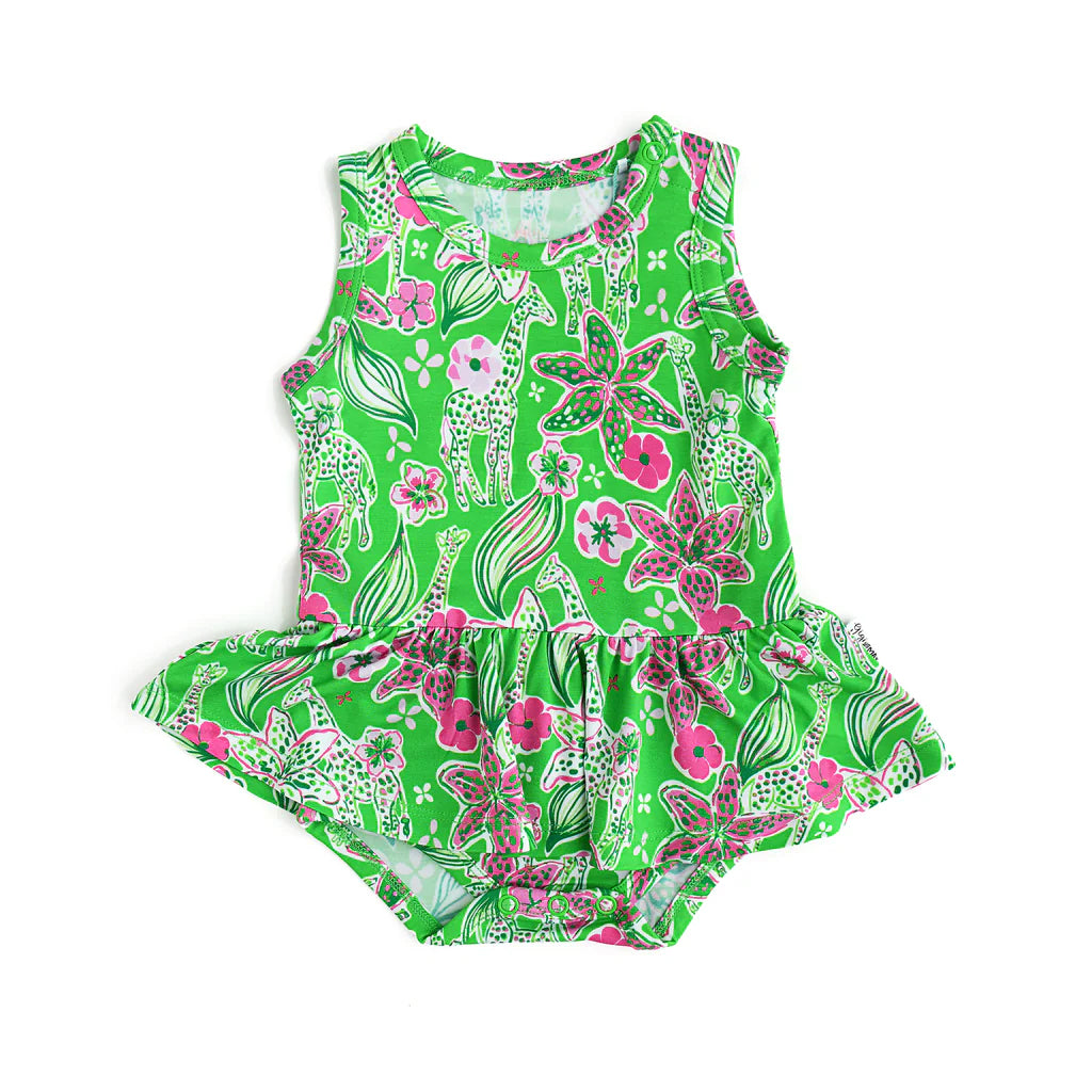 custom moq 5 eta 6-7 weeks Green Giraffe Summer Romper