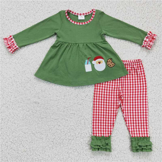 RTS NO MOQ（In Stock) GLP0356 Embroidered Christmas Long Sleeve Pants Set