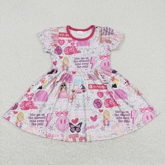 GSD0918 taylor swift silver short sleeve dress (6-12M-14/16t)