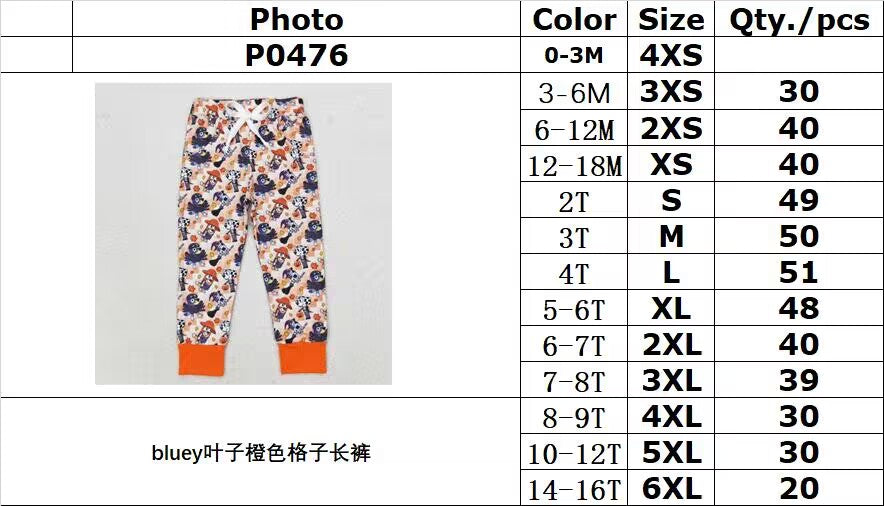 rts no moq P0476 bluey leaf orange plaid trousers