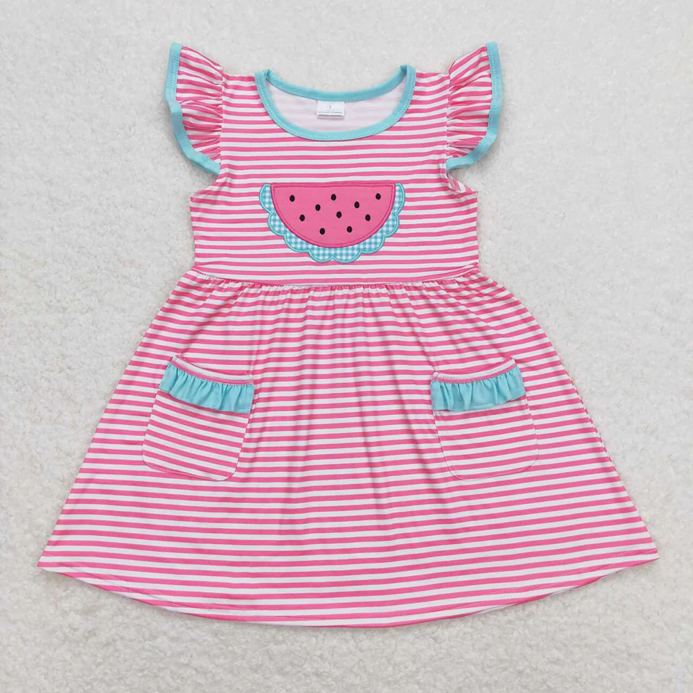 Baby Girls Pink Stripes Watermelon Summer Sibling Sister Clothes Sets