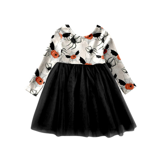 4.27custom moq 5 eta 4-5weeks Halloween style prints beige long sleeves balck mesh skirt