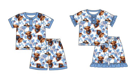 1.18 custom each style moq 5eta 4-6week Sibling Sister alpine bow baby girls short sleeve shorts sets 1 and sets 2 match design