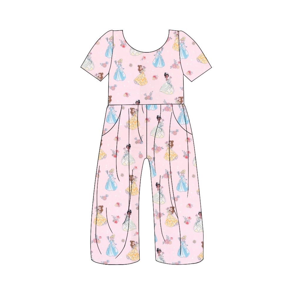 5.3custom each style moq 5eta 4-5week Sibling Sister cartoon character prints pink girls jumpsuits and boy set and baby romper match family design