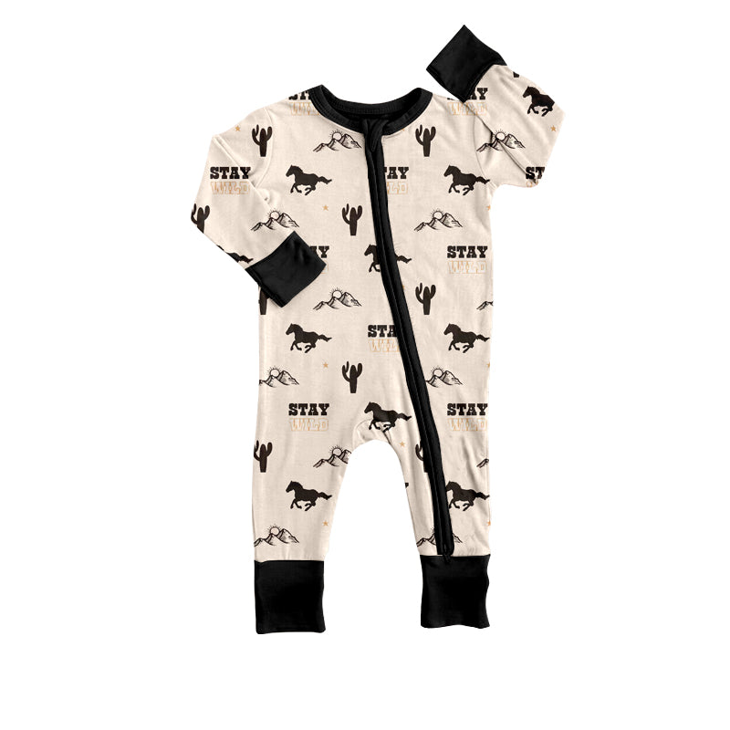 5.12custom each style moq 5eta 4-5week Sibling Sister STAY WILD print beige boys set and baby romper match family design