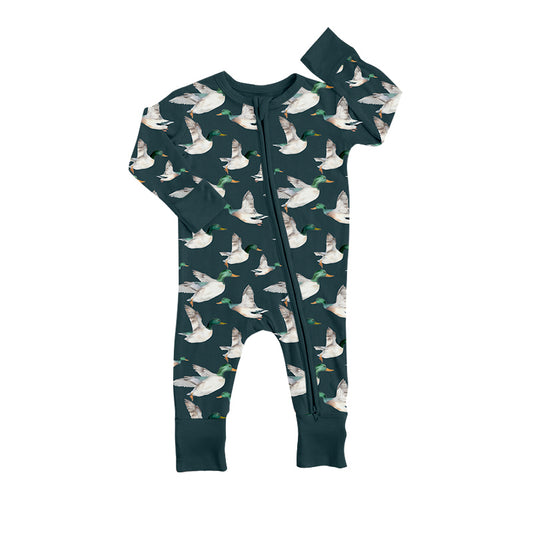 4.26 custom moq 5 eta 4-5weeks autumn ducks prints green long sleeves baby romper