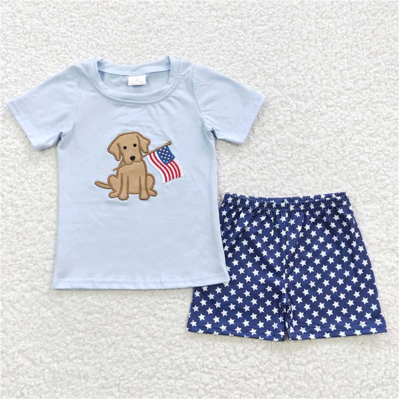 dog prints blue and pink Sibling Rompers Clothes Sets