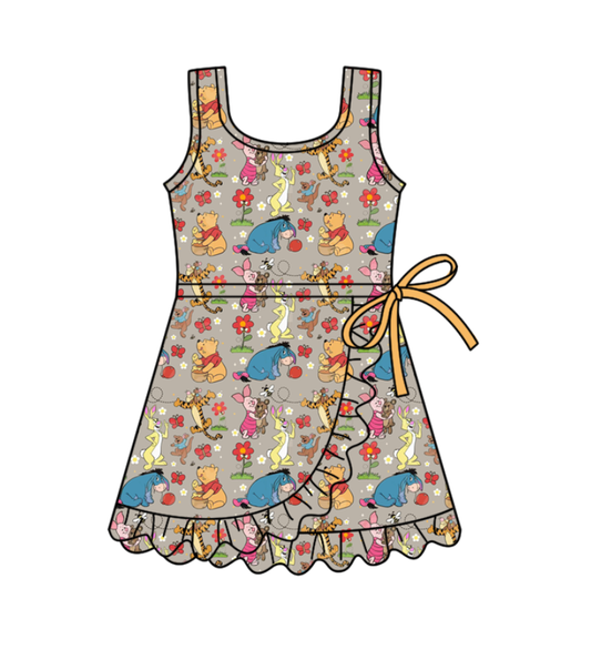 Custom moq 5 mix size milk silk baby girl clothes summer cartoon sleeveless dress