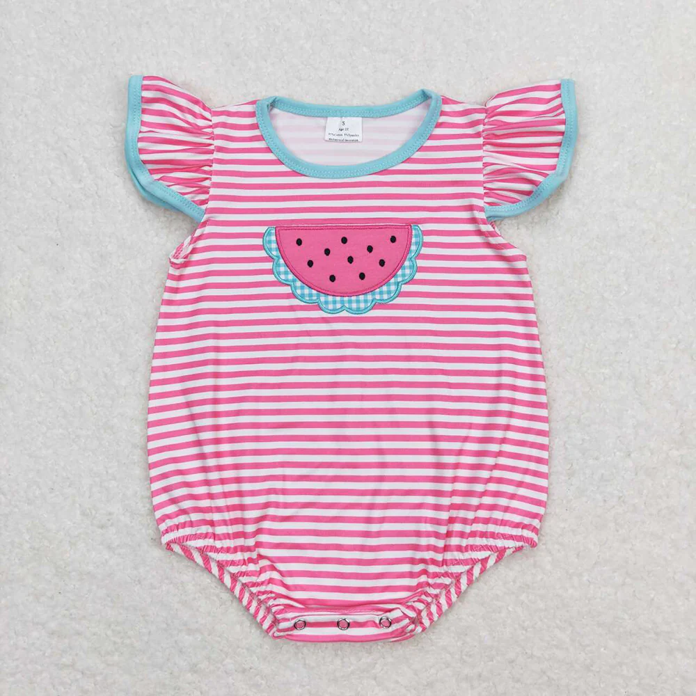 Baby Girls Pink Stripes Watermelon Summer Sibling Sister Clothes Sets