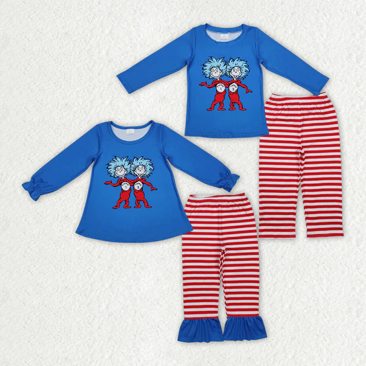 RTS NO MOQ Baby Girls Boys dr seuss long sleeve Pants Clothes Sets