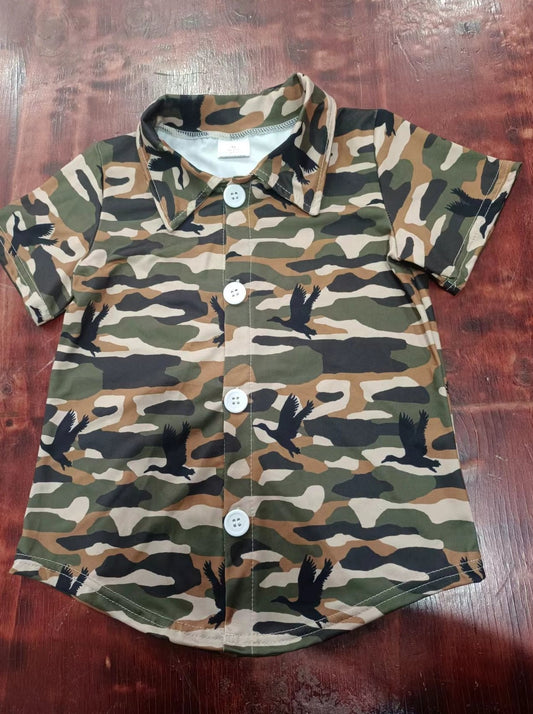 custom moq 5 eta 5weeks mix size boys camouflage short sleeve Top