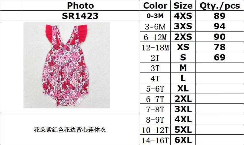 RTS no moq SR1423 flower purple lace vest jumpsuit