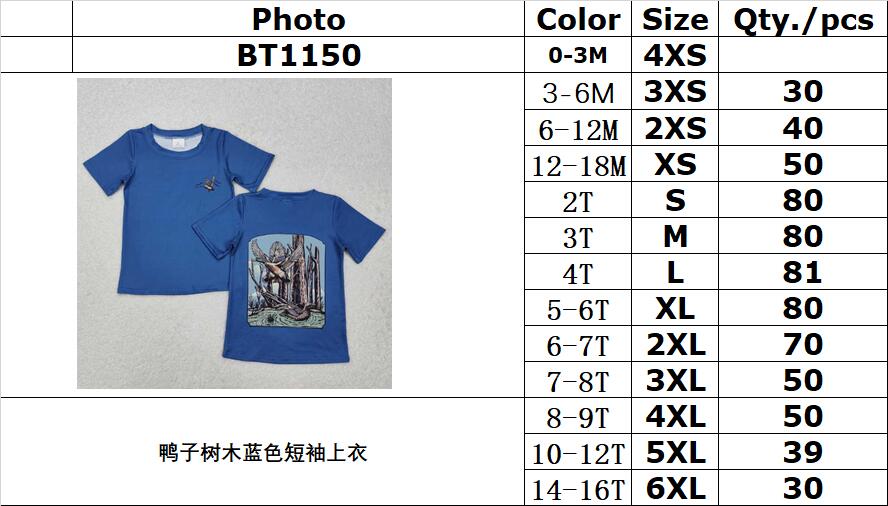 RTS NO MOQ ETA 5/7days arrived BT1150 Duck tree blue short-sleeved top