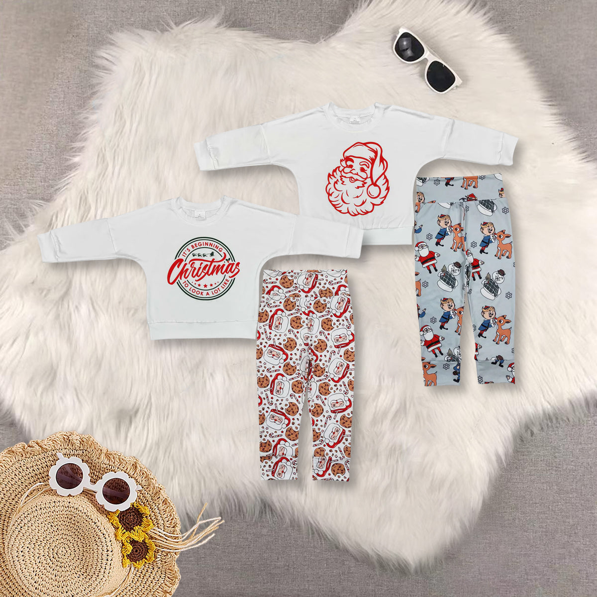 RTS NO MOQ baby girl clothes Christmas long sleeve Rompers Clothes Sets