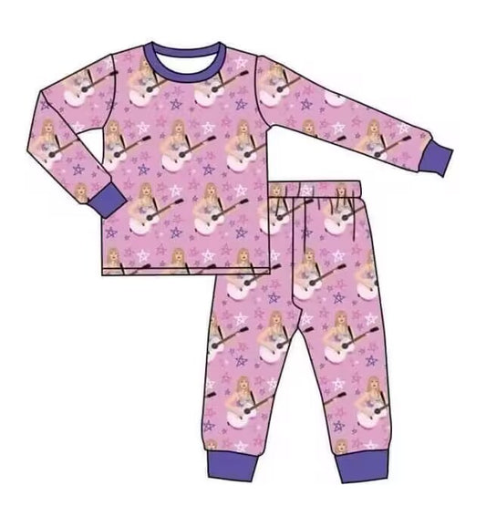 Deadline July 10 custom no moq  eta 6-7weeks Purple long-sleeved and long-pants pajama set
